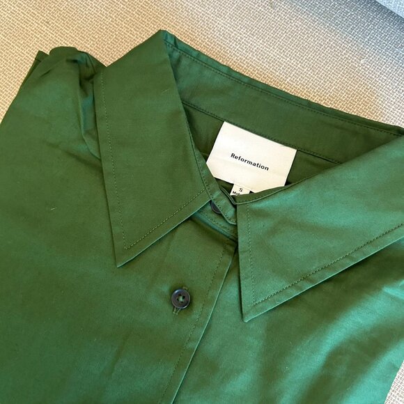 NEW Reformation Will Oversized Shirt Small Grass Green - Picture 5 of 8